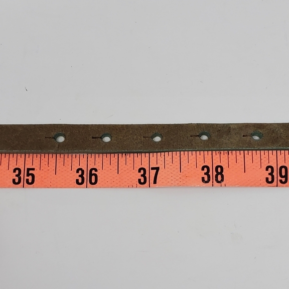 TARNISH TAN & MINT GREEN STRUCTURED BOW SKINNY LEATHER BELT WOMEN MEDIUM - Picture 11 of 14